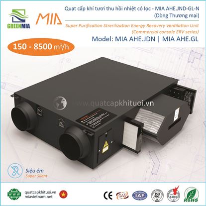 Quạt cấp khí tươi thu hồi nhiệt - Dòng thương mại MIA AHE.JDL | MIA AHE.GL (150-8500m3/h)