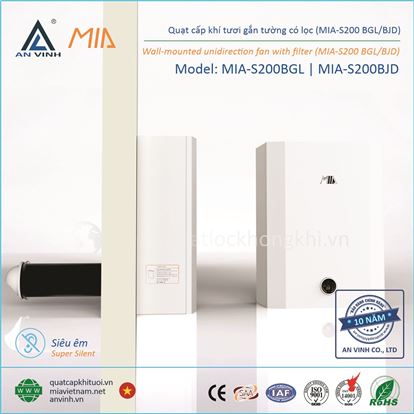 Quạt cấp khí tươi gắn tường có lọc MIA-S200BLG | MIA-S200BJD