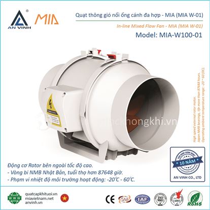 Quạt thông gió nối ống 2 tốc độ MIA-W100-01
