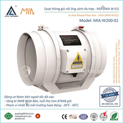 Quạt thông gió nối ống 2 tốc độ MIA-W200-01