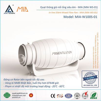 Quạt thông gió nối ống siêu êm 02 tốc độ MIA-W100S-01