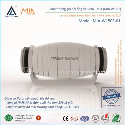 Quạt thông gió nối ống siêu êm 02 tốc độ MIA-W150S-01