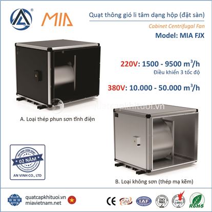 Quạt thông gió li tâm dạng hộp hiệu suất cao, độ ồn thấp FJX