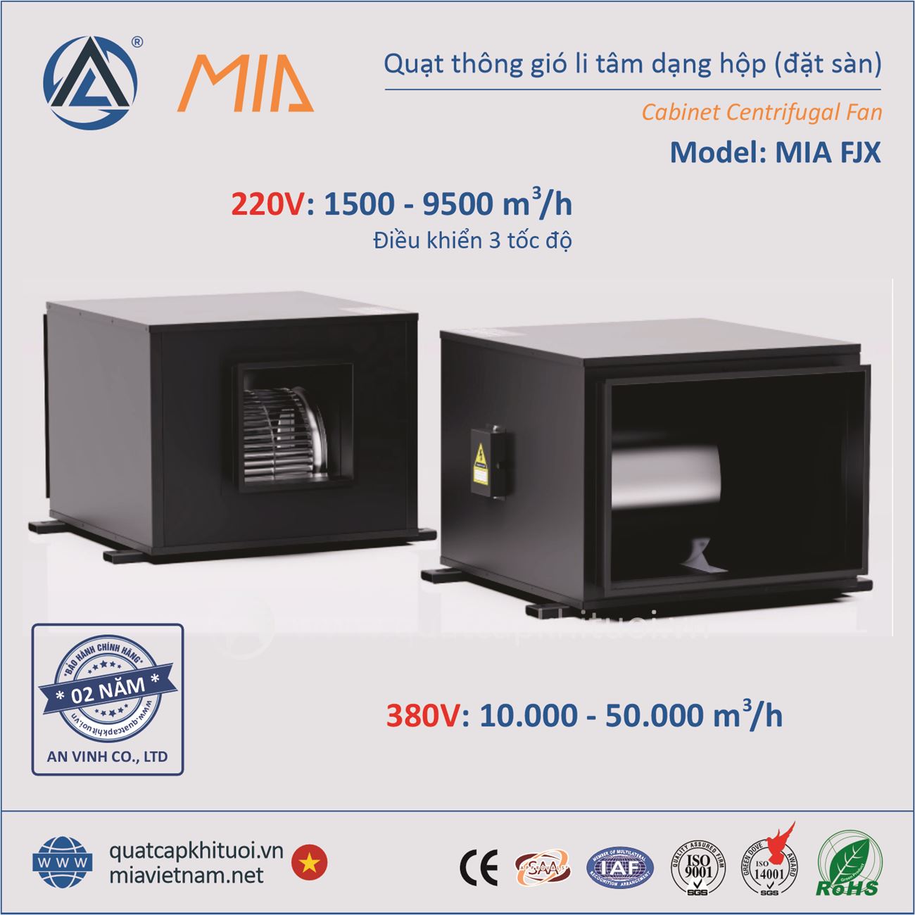 Quạt thông gió li tâm dạng hộp FJX